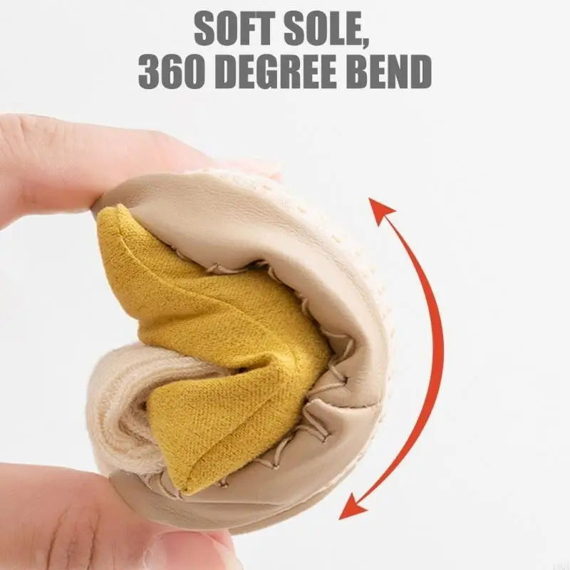 D5QA حذاء مشي للأطفال الصغار بنعال غير قابلة للانزلاق وعقدة عصرية قابلة للتنفس أحذية أطفال ناعمة للمشايات المبكرة #2