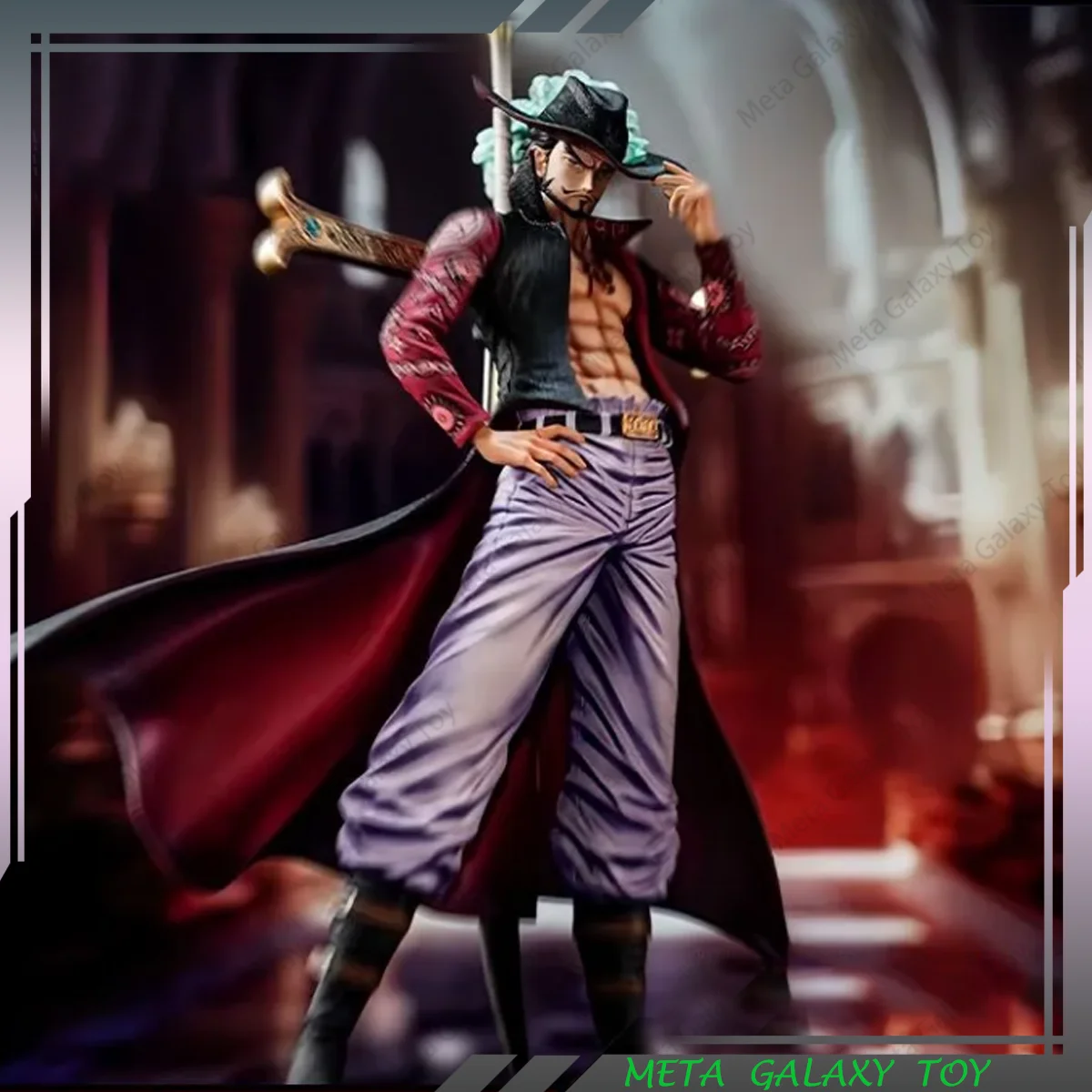 

28cm One Piece Figures Dracule Mihawk EagleEye Anime Figure Top War Scene Pvc Model Statue Doll Collection Ornaments Toys Gift