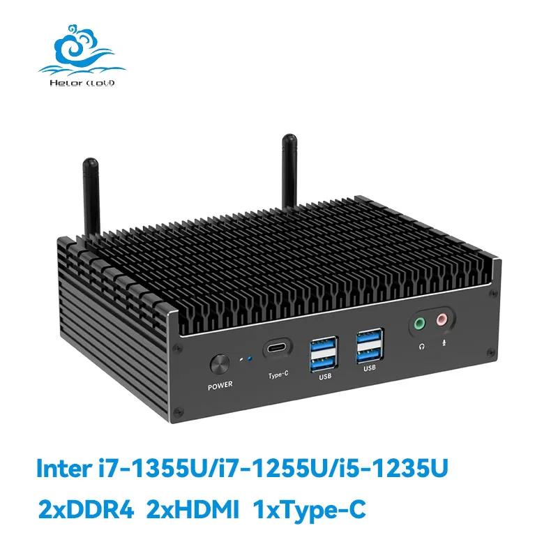 Inter Core i7-1355U Mini PC Support Linux Pfsense WiFi Computer for Office/Home with 4xUSB3.0 2xUSB2.0 2xHDMI2.0 1xTYPE-C 1xDP