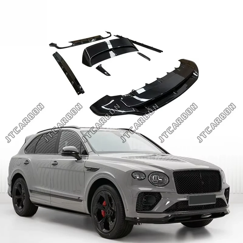 For Bentley Bentayga 2020+ to V8S Speed Style Auto Body Kits Dry Carbon Fiber Front Rear Bumper Lip Side Skirts Car Spoiler Wing