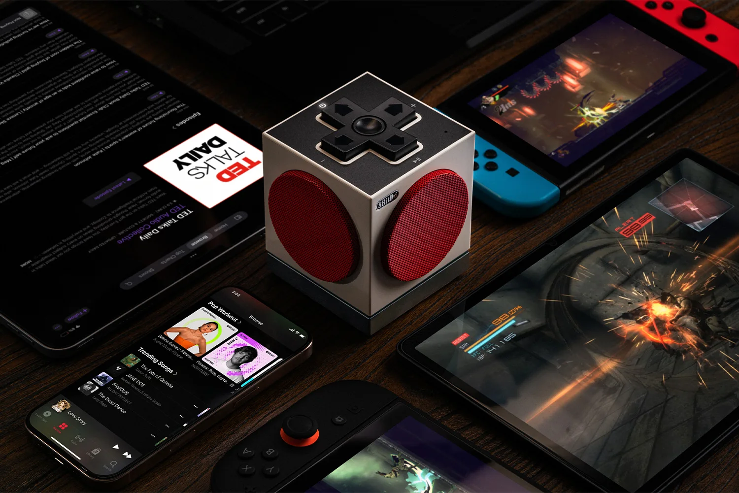 Retro Cube 2 Bluetooth Speaker with Charging Dock, True Stereo Sound