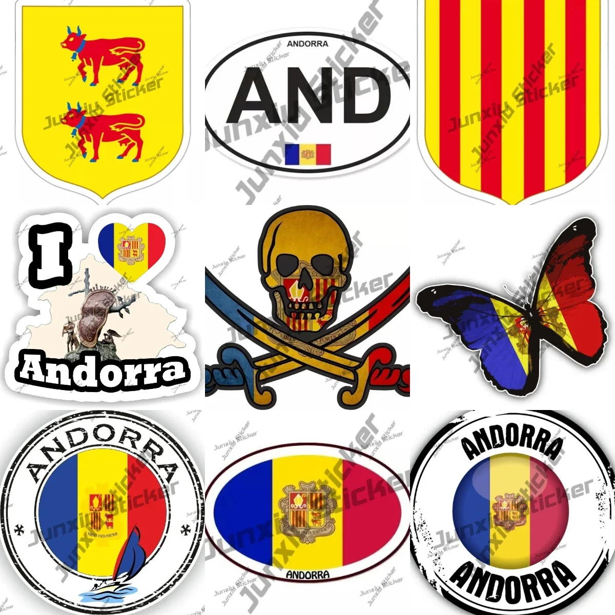 

I love Andorra Waterproof Vinyl Sticker Andorra with coat of arms flag decal for Bumper Laptop Book Fridge Guitar Motorcycle SUV