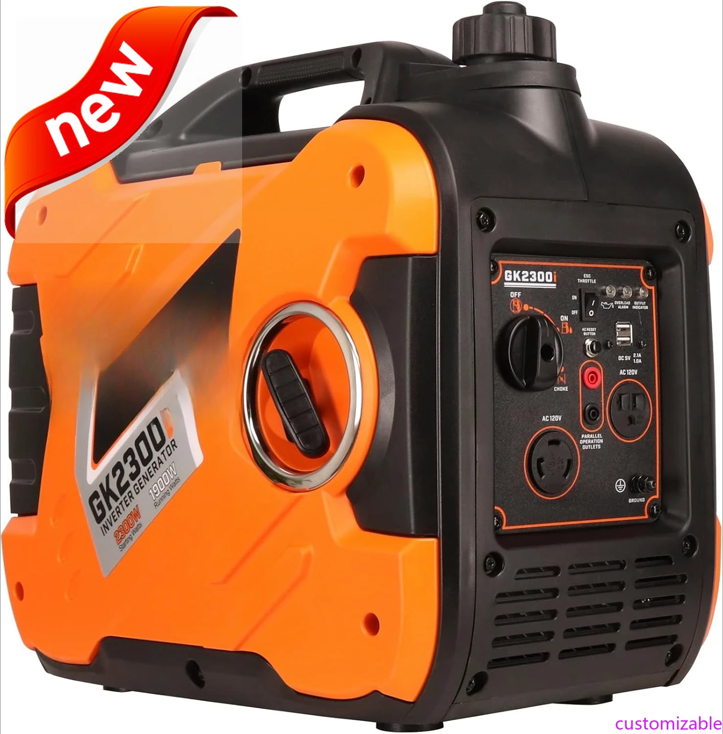 

Настраиваемый портативный инверторный генератор мощностью 2300 Вт, ультра тихий газ с питанием от автофургона, готовый CARB EPA