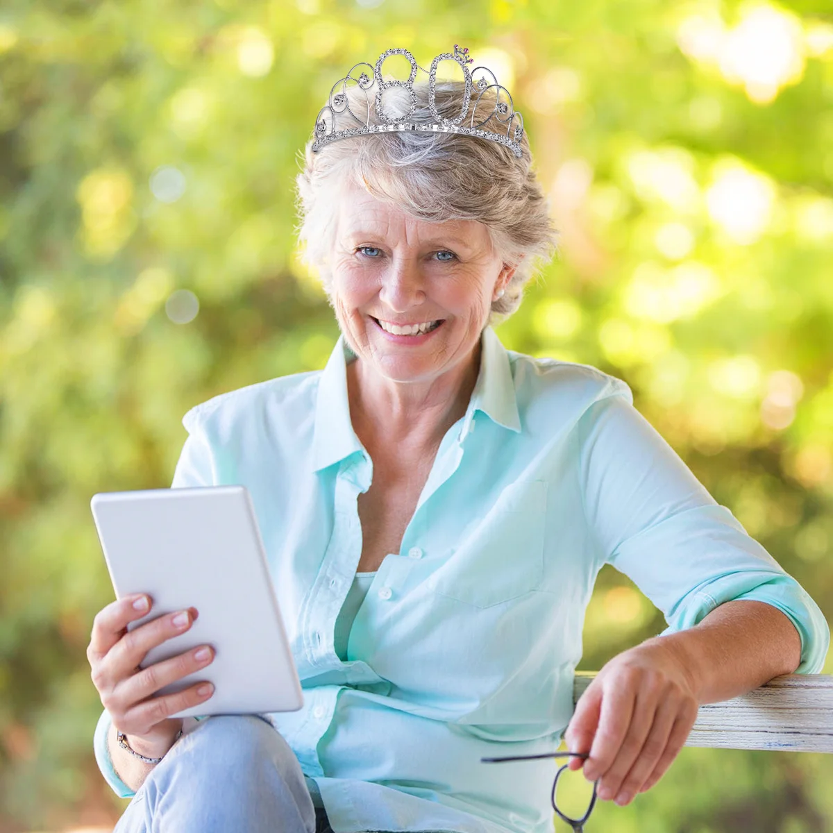 

80th Birthday Tiara Crystal Rhinestone Diamond Tiara Queen Crown Hair Combs Clip Mother's Grandmother Birthday Decoration