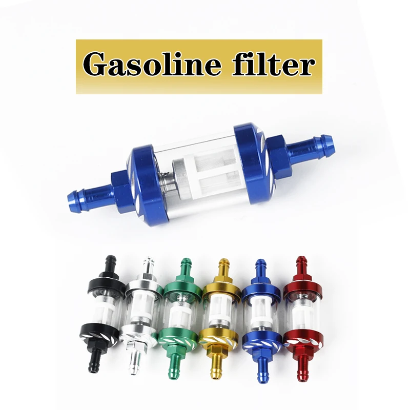 

Motorcycle Inline Fuel Filter Universal Metal Glass Inline Gas Oil Fuel Filter 8mm Thread for Dirt Bike Motorbike CRF Moto Parts