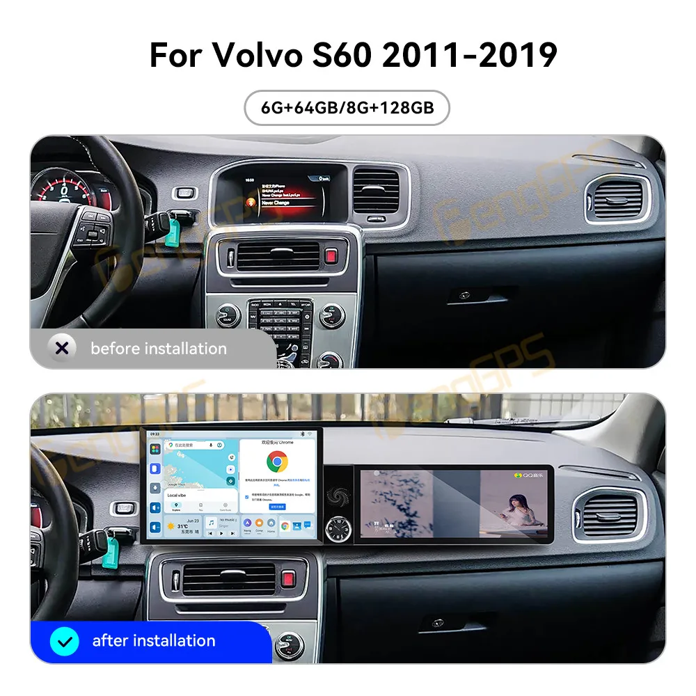 For Volvo S60 2011-2019 Android Car Radio Multimedia Video Player Wireless Carplay Autoradio Stereo GPS Navigation Head Unit