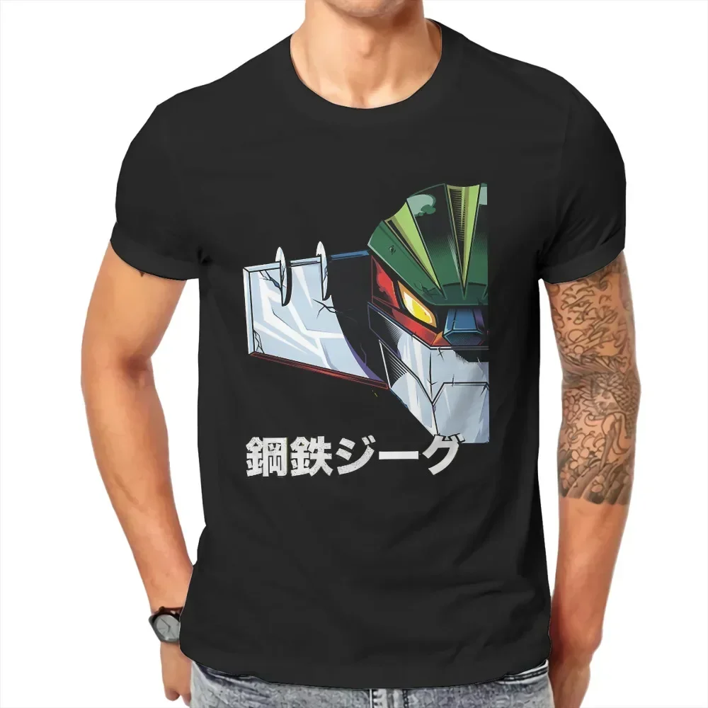 Classic Gothic High Quality heavyweight Loose O-Neck  Men Clothing heavyweight style streetwear Mechas Steel Jeeg Robot T Shirt