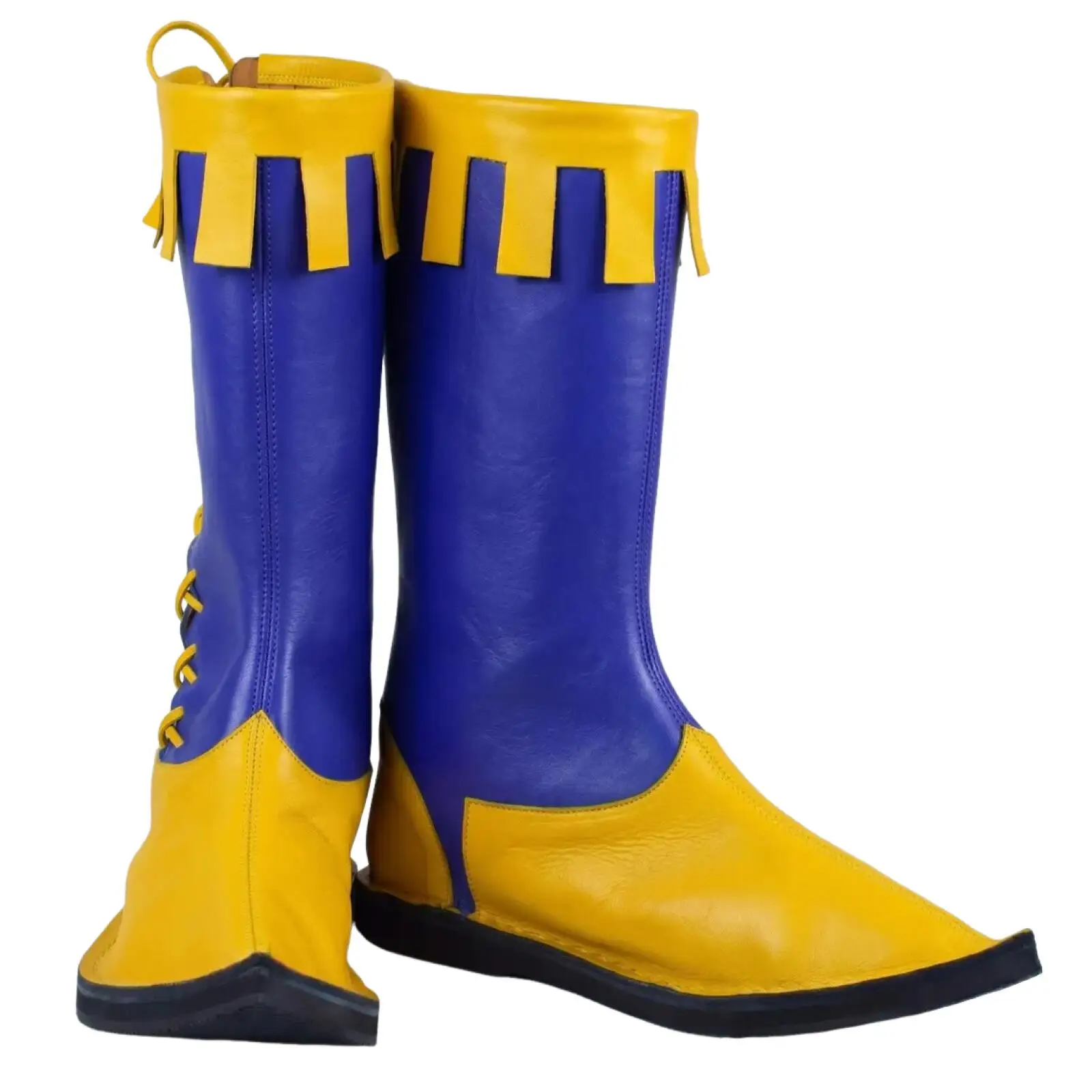 Men Medieval Gothic Commander Boots Pu Leather Renaissance Viking Calf Boots Larp Cosplay Halloween Party Costume Shoes