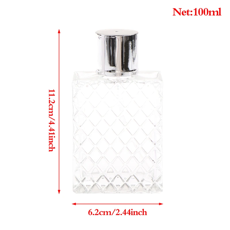 100ml Clear Glass Mist Atomizer Square Refillable Portable Perfume Spray Bottle