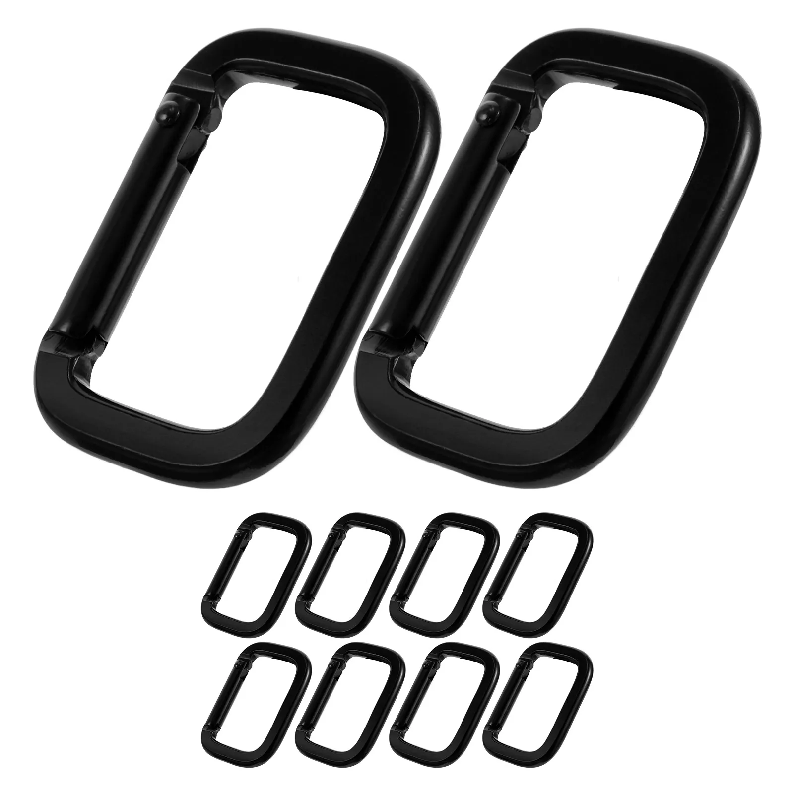 

10pcs Black Electroplated Square Thickened Aluminum Alloy Carabiner Clips for Outdoor Climbing Hiking Suitable Bags Luggage