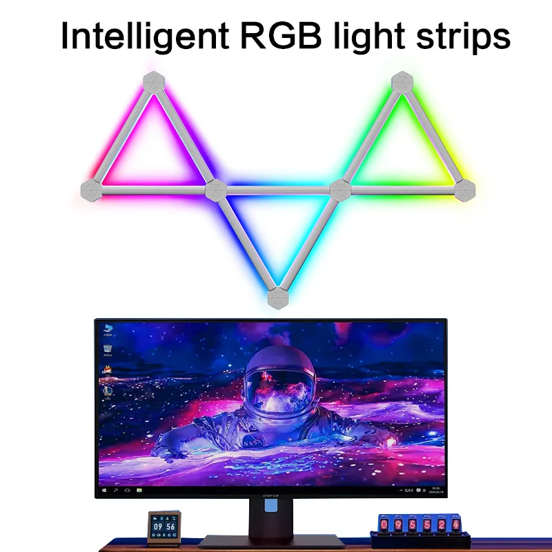 

Светодиодный умный настенный светильник, световая панель RGB, украшение игровой комнаты, приложение для атмосферного ночника своими руками, музыкальный ритм, подсветка телевизора, спальня