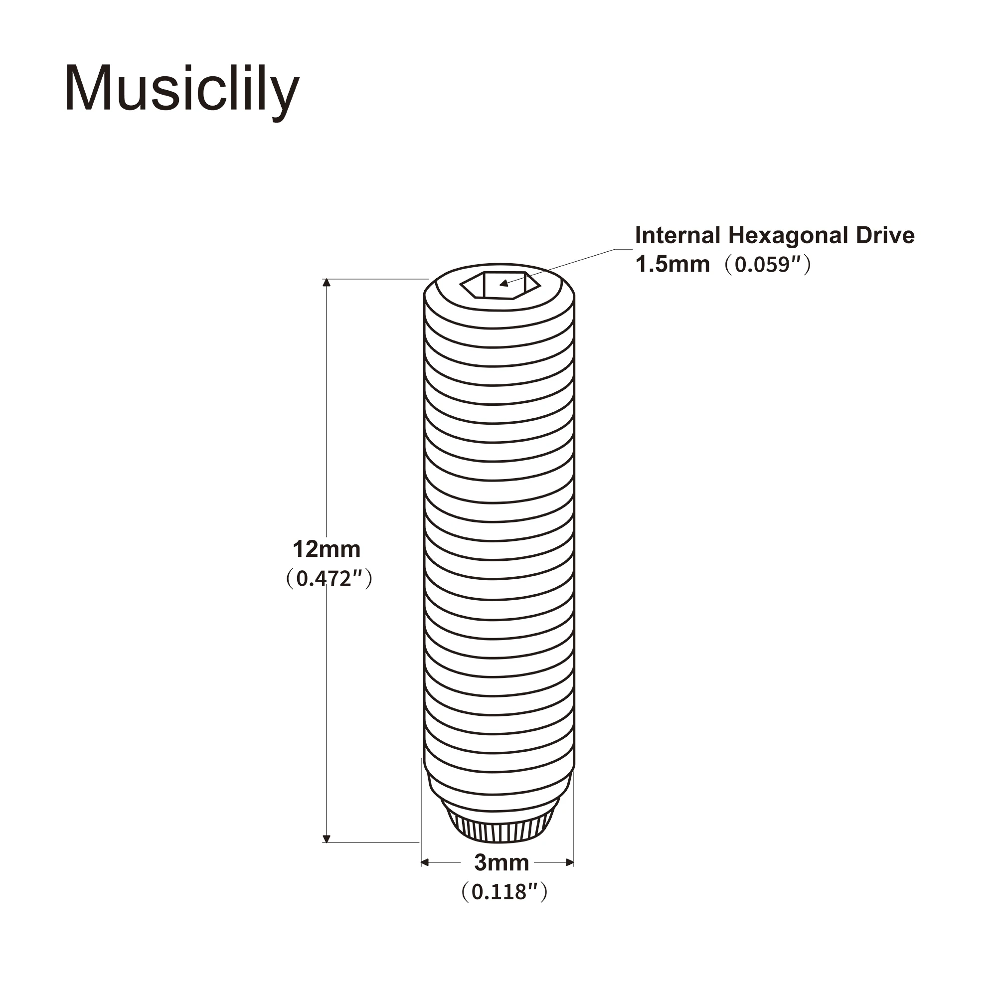 Musiclily Pro Metric Stainless Steel/Steel Saddle Height Adjustment Screws for Imported Electric Guitar Bass Bridge (Set of 12)