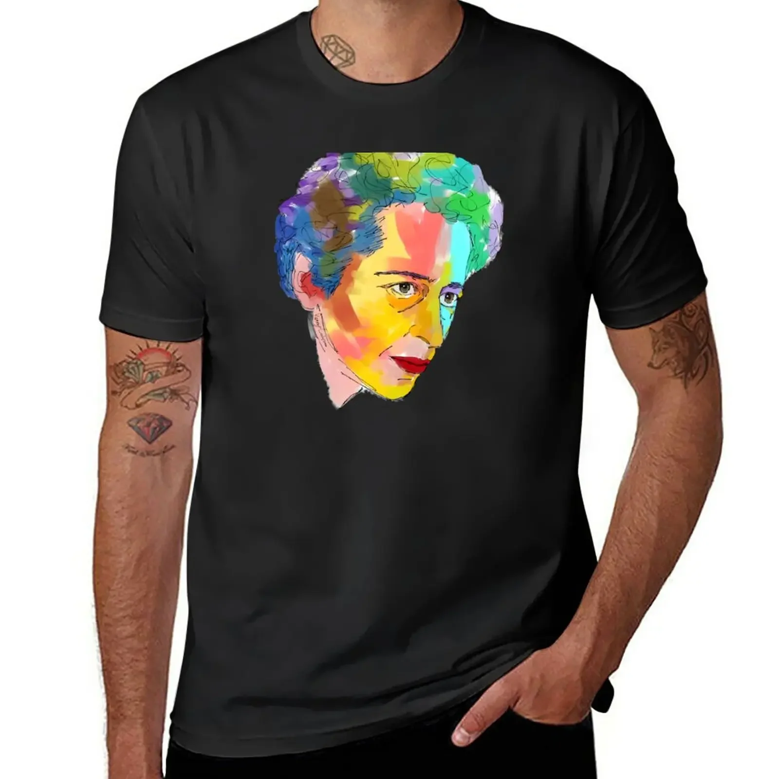 Hannah Arendt abstract painting T-Shirt korean fashion Aesthetic clothing summer clothes mens workout shirts