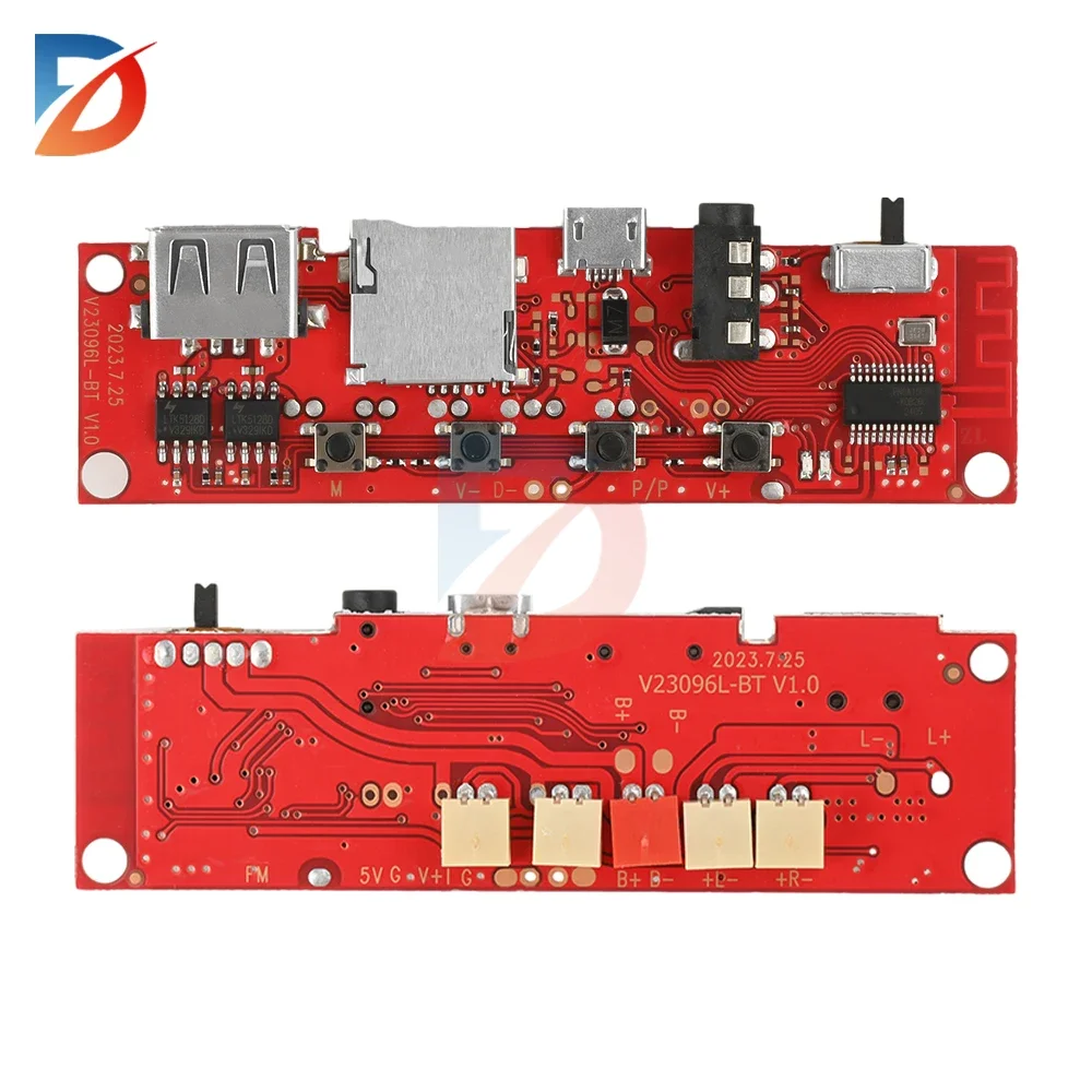 Micro USB 5V Bluetooth Audio Amplifier Board V96 Dual Amplifier DIY Circuit Board Multi-Function Colored Lights for Electro