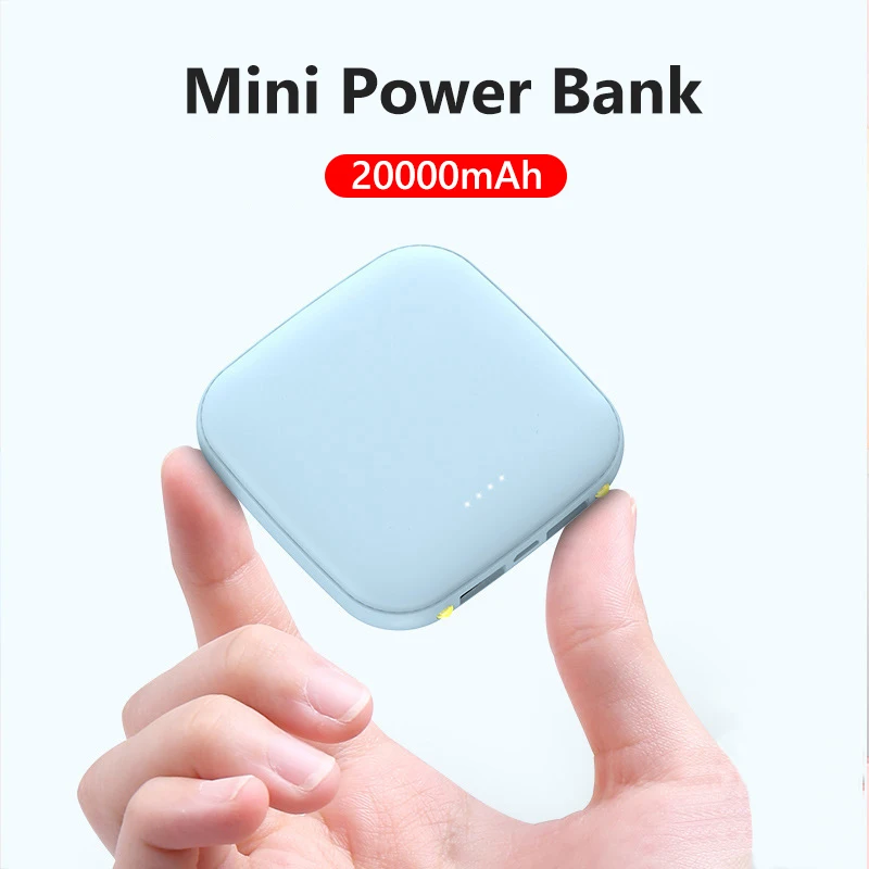 

Портативный внешний аккумулятор 20000 мАч, 2,1 А, мини-Powerbank с быстрой зарядкой для iPhone 16, Samsung, Huawei, Xiaomi, внешний аккумулятор, источник питания