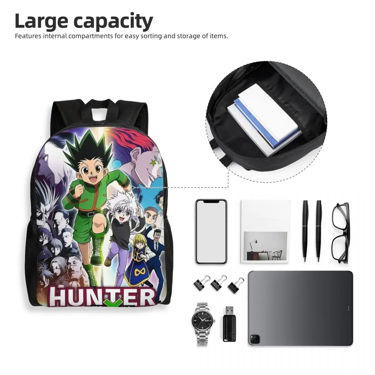 أنيمي هنتر X هنتر حقيبة الظهر رائجة البيع Daypack سعة كبيرة الأطفال BookBag حقيبة مدرسية حقائب كتف للرجال والنساء
