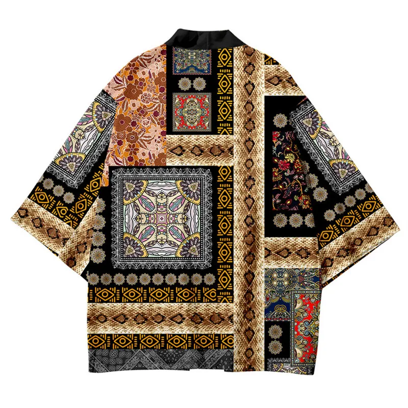 Retro Ethnic Pattern Summer Loose Japanese Fashion Kimono Harajuku Streetwear Cardigan Robe Women Men Haori Top Yukata