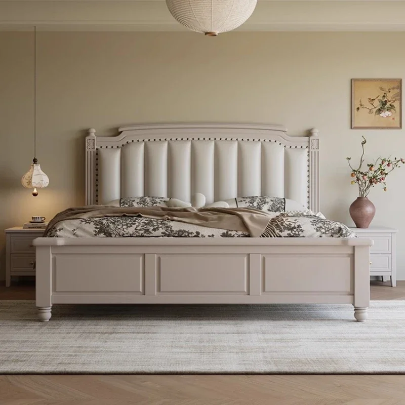 American Double Bed Solid Wood Sleeping Queen Designer Lounge Princess Wedding Bed Art Unique Trendy Muebles Salon Furniture
