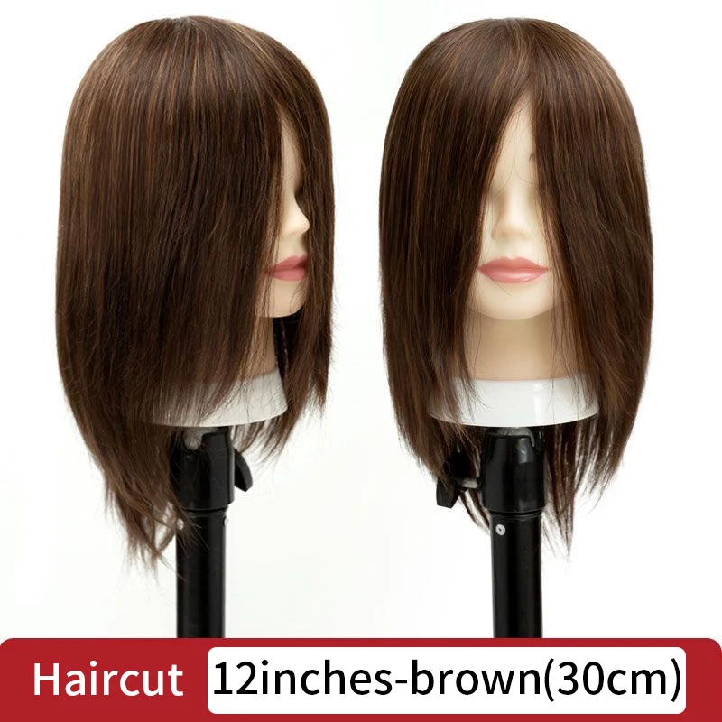 Modèle de cheveux bouclés pour la pratique du tressage, coiffure de maquillage, modèle de fausse tête, 100% vrais cheveux