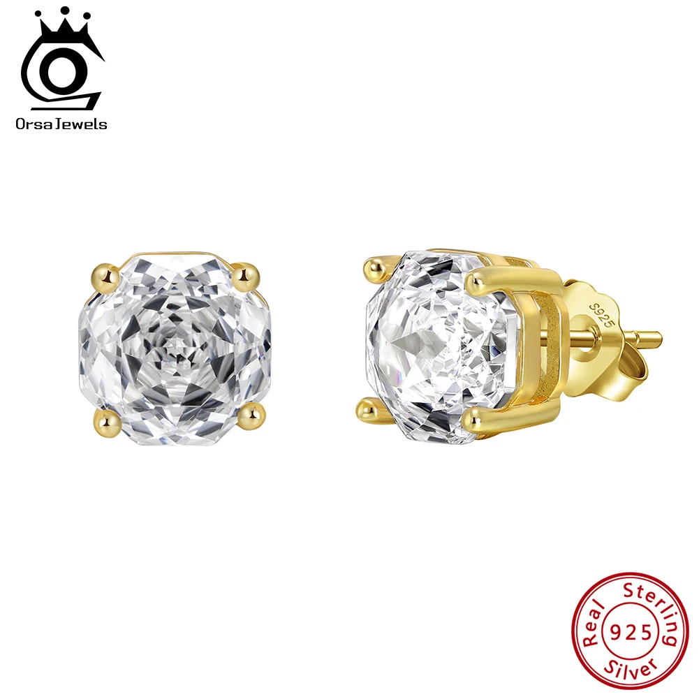 

ORSA JEWEL модные серьги-гвоздики из стерлингового серебра 925 пробы с простым кубическим цирконием для женщин, свадебные универсальные украшения для ушей SE414