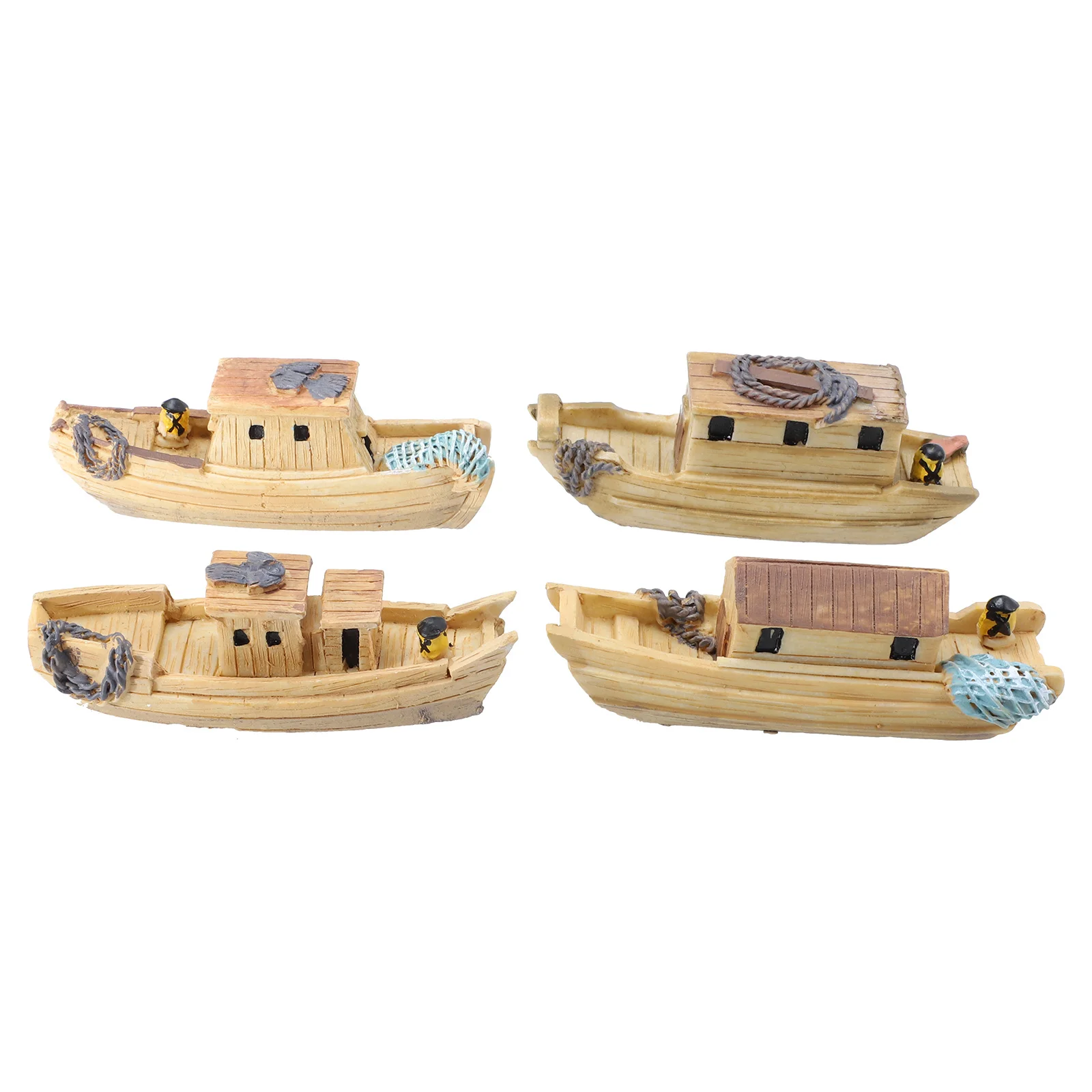 

4Pcs Resin Boat Ornaments Long-Lasting Home Decor Craft Gifts for Family Friends Colleagues Mini Garden Accessory
