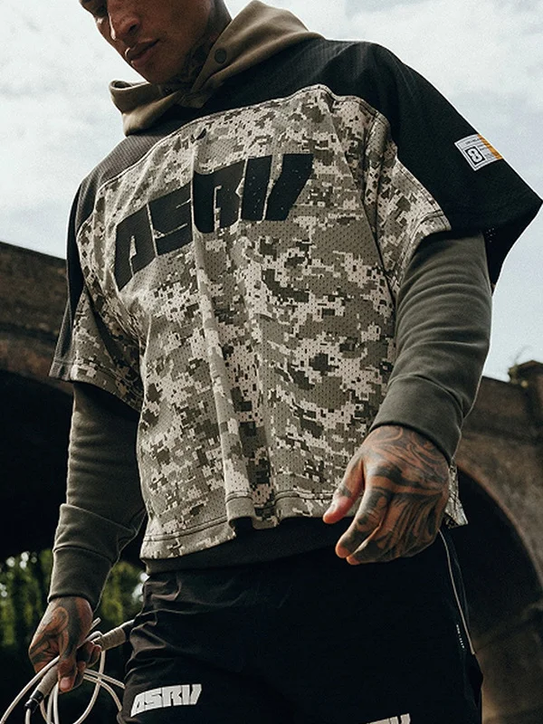 

Мужская камуфляжная футболка свободного кроя American Sle ort Sve V-Ne Me Qui Dry, спортивная одежда молодежного бренда Faion