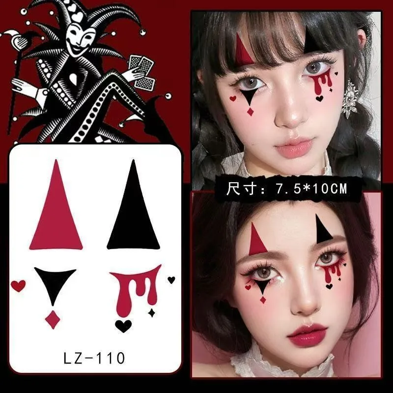 Halloween Tattoo Stickers Cute Pumpkin Ghost Modeling Face Sticker New Playing Cards Makeup Temporary Tattoo Halloween Party