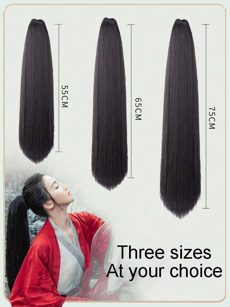 Cosplay Anime Hanfu Photography Hairpiece Chivalrous Long Straight Ponytail Wuxia Ancient Claw Clip Genshin Impact Accessory