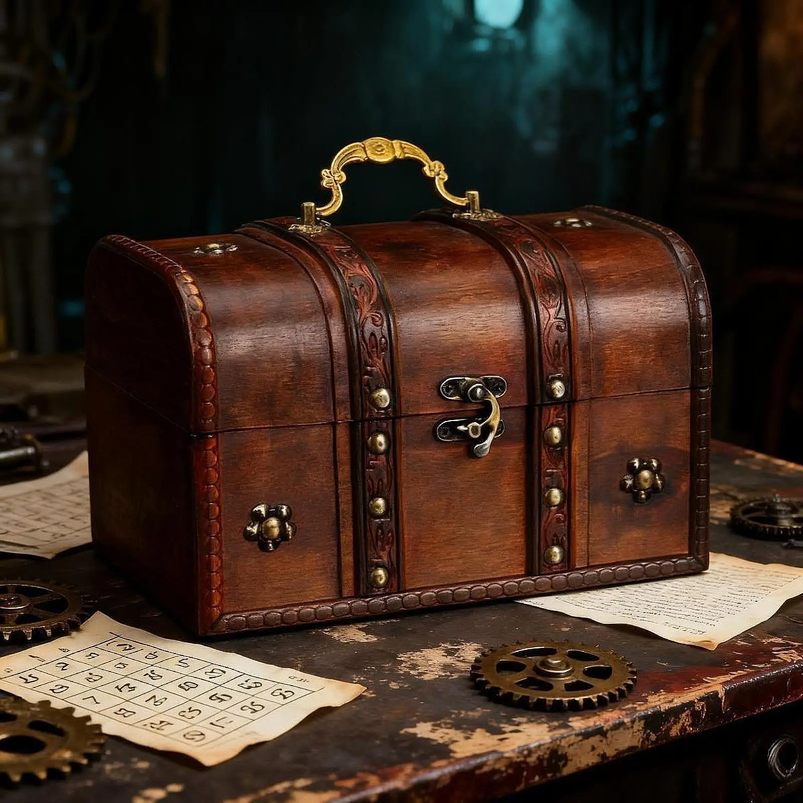 

Trinket Box Wooden Jewelry Box Girl Women Container Retro Treasure Chest Case