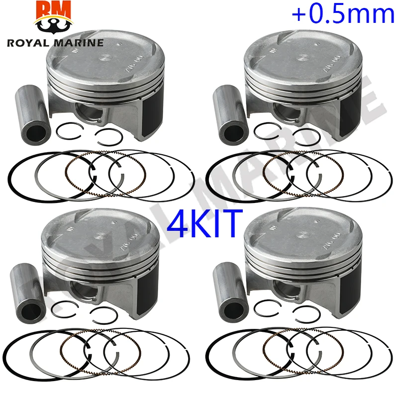 13101-ZY6-000 Piston SET (+0.5mm) for honda marine outboard BF115-BF150 ZY6 +0.50 pistion 13101ZY6000  4 kit