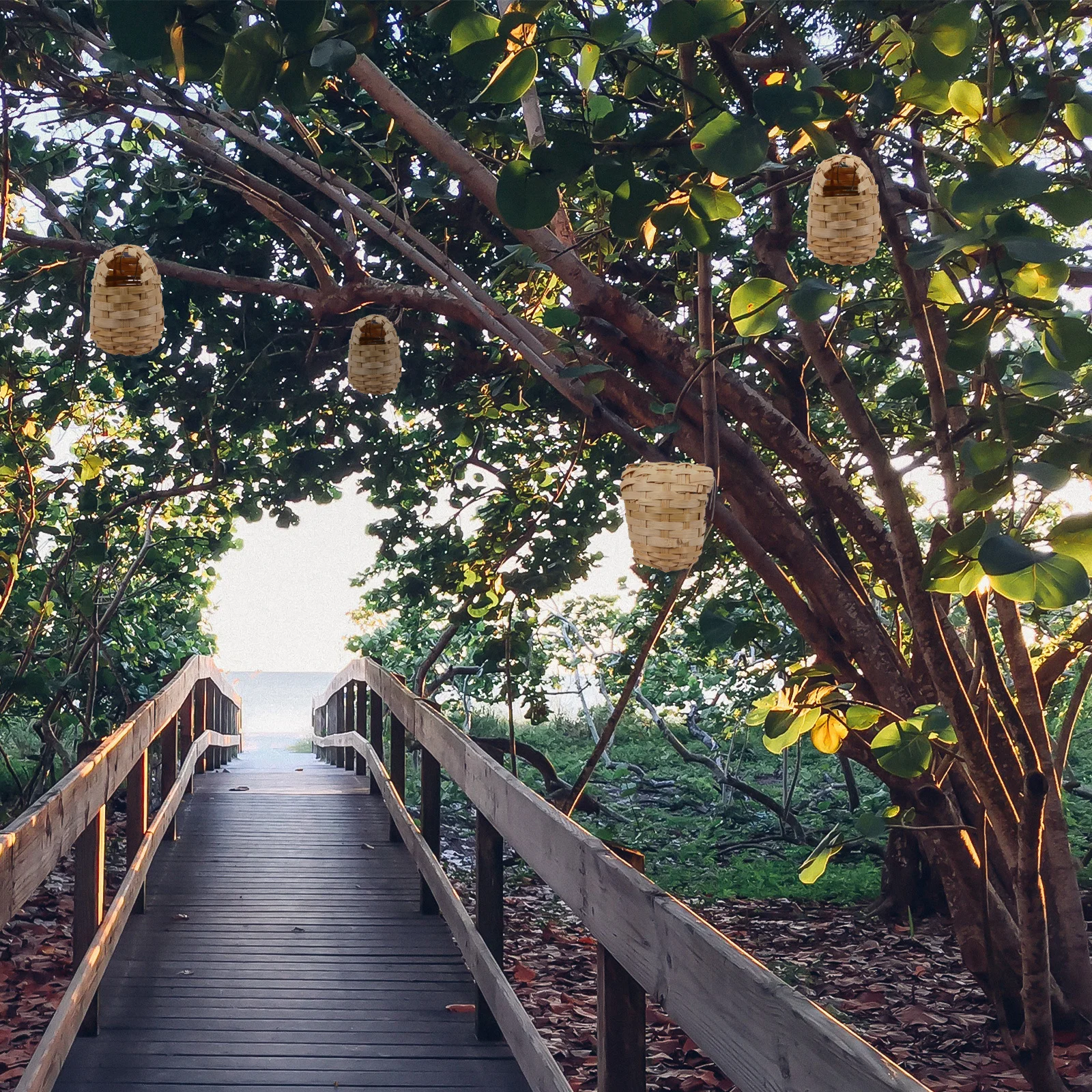 

6pcs Bamboo Bird Nest Handcrafted Bird Hut For Garden Porch Outdoor Decoration Handwoven Birds Shelter Art Crafts