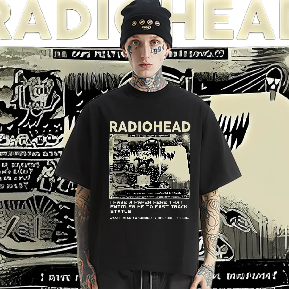 

RADIOHEAD Tshirt Short Harajuku Sleeve O-Neck Shirt Retro Men T Shirt High Quality Tops Fashion Loose T-shirt