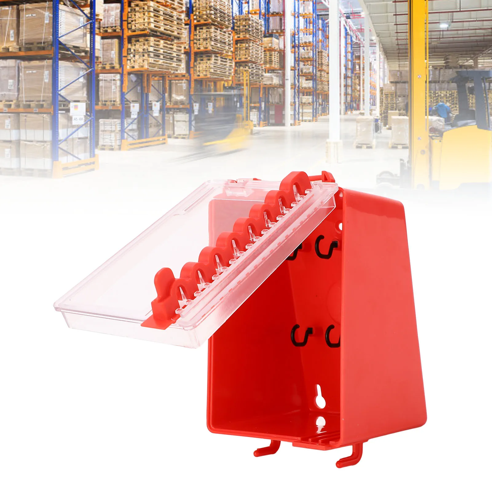 Lockout Tagout Box Portable Wall Mount Group Lock 8 Hole Key Station with Transparent Panel