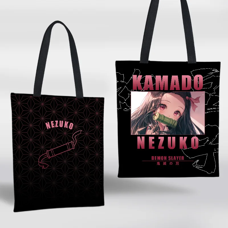 Hot Anime Bag Cute Demon Slayer Rengoku Kyoujurou Kanroji Mitsuri Tokitou Muichirou Canvas Shoulder Bags Handbag 37x33CM