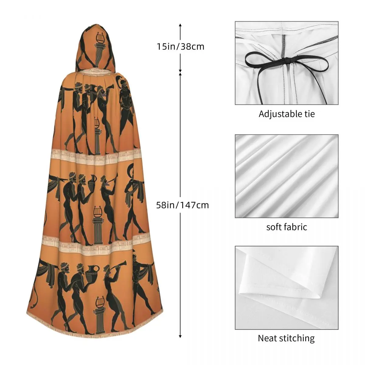 Mitologia grega três moirai longo com capuz capa bruxa traje medieval cosplay capa halloween casaco adulto unisex