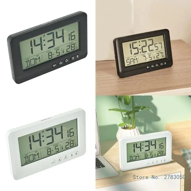 Modern Digital Table Clock Digital Clock with Temperature Reading, Date Week Alarm Display Function Desktop Clock