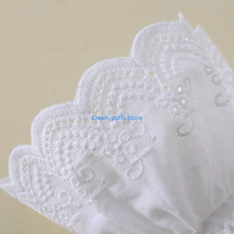 50LE Lace Ruffle Sleeves Girls Hollow Wrist Cuffs for Woman Sweater Skirt Decorations Female Yarn Wrist Cuffs Supplies