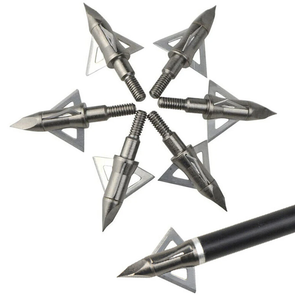 

6/12pcs Archery Blade Arrowhead Target Arrow Point Tips 100Grain Broadheads Stainless Steel Hunting Shooting Arrow Accessories