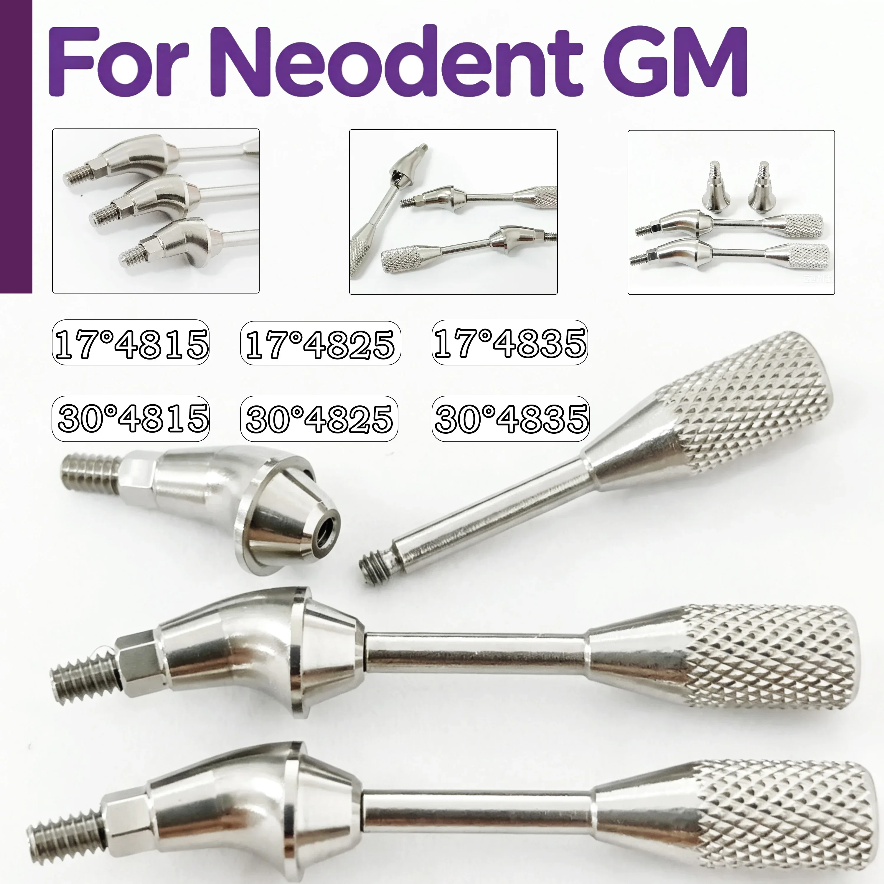 Neodent GM Multi-Unit 17 ° Abgewinkeltes Abutment 30 ° Mini-Konisches Abutment, Heilungsabutment, Ti‑Base Titanbasis, Schutzkappe – Detail 1