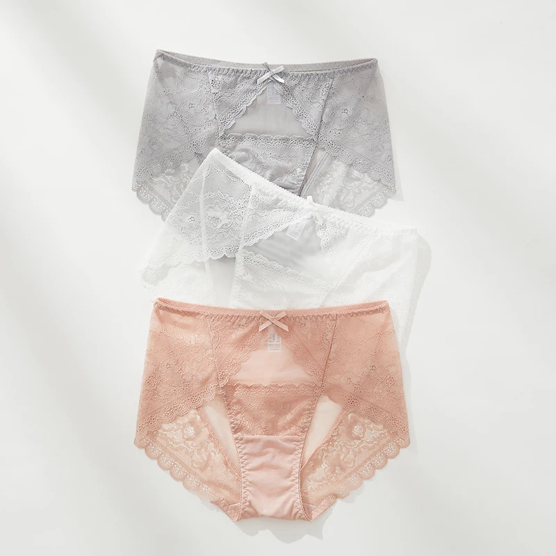 

4 шт./компл., сексуальные кружевные трусики, нижнее белье для женщин, бесшовное нижнее белье, дышащие женские трусы XXL XXXL из чистого хлопка с промежностью