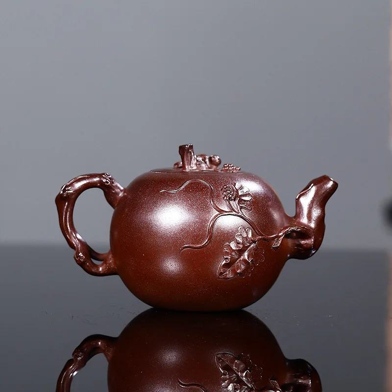 Squirrel Grape Zhang Zhengyuan Gu Long Kiln Red Flame Burned Golden Clay 300Cc
