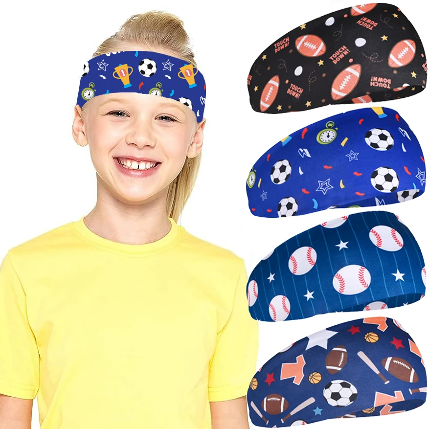 Kids Boys Headbands Athletic Sweatbands For Kids Soccer Headband Youth Kids Sweat Band Football Sweat Absorbing Elastic Hairband