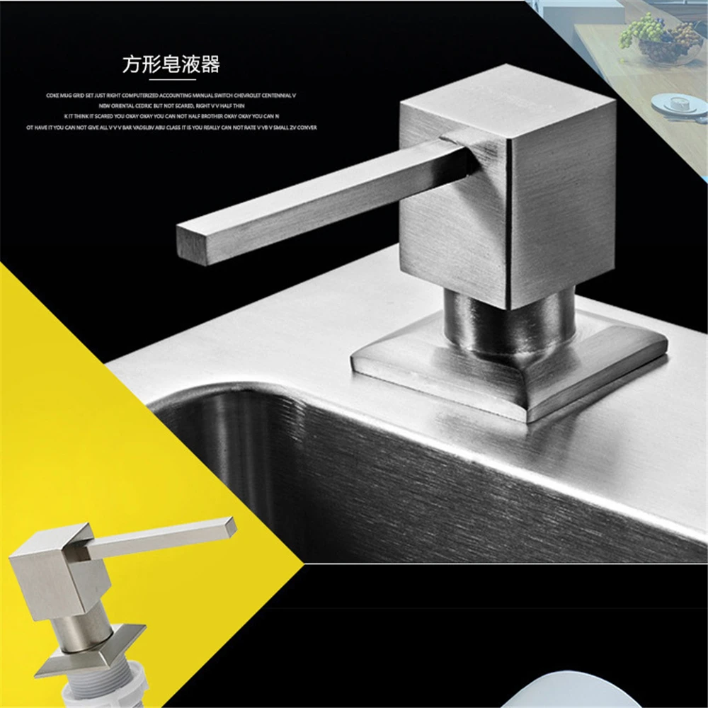 Kitchen Sink Detergent Soap Dispenser Stainless Steel Built-In Liquid Soap Dispenser Hand Press Bathroom Lotion Pump Head