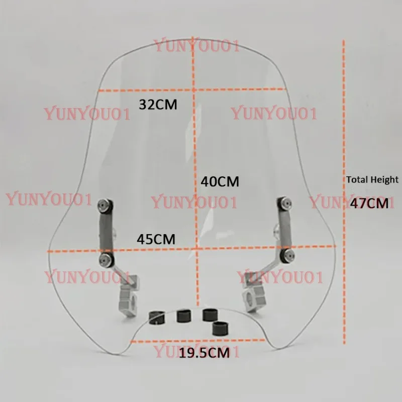 

Universal Motorcycle Windshield Windscreen PC Material Modified Windshield Modified Front Windshield Suit for 95% Motorcycle