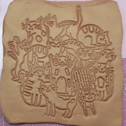 Cute Cat Pattern Polymer Clay Texture Stamp Sheet, Emboss Mat for Designer DIY Ceramic Pottery Art Craft Tools Clay Cutter Mold