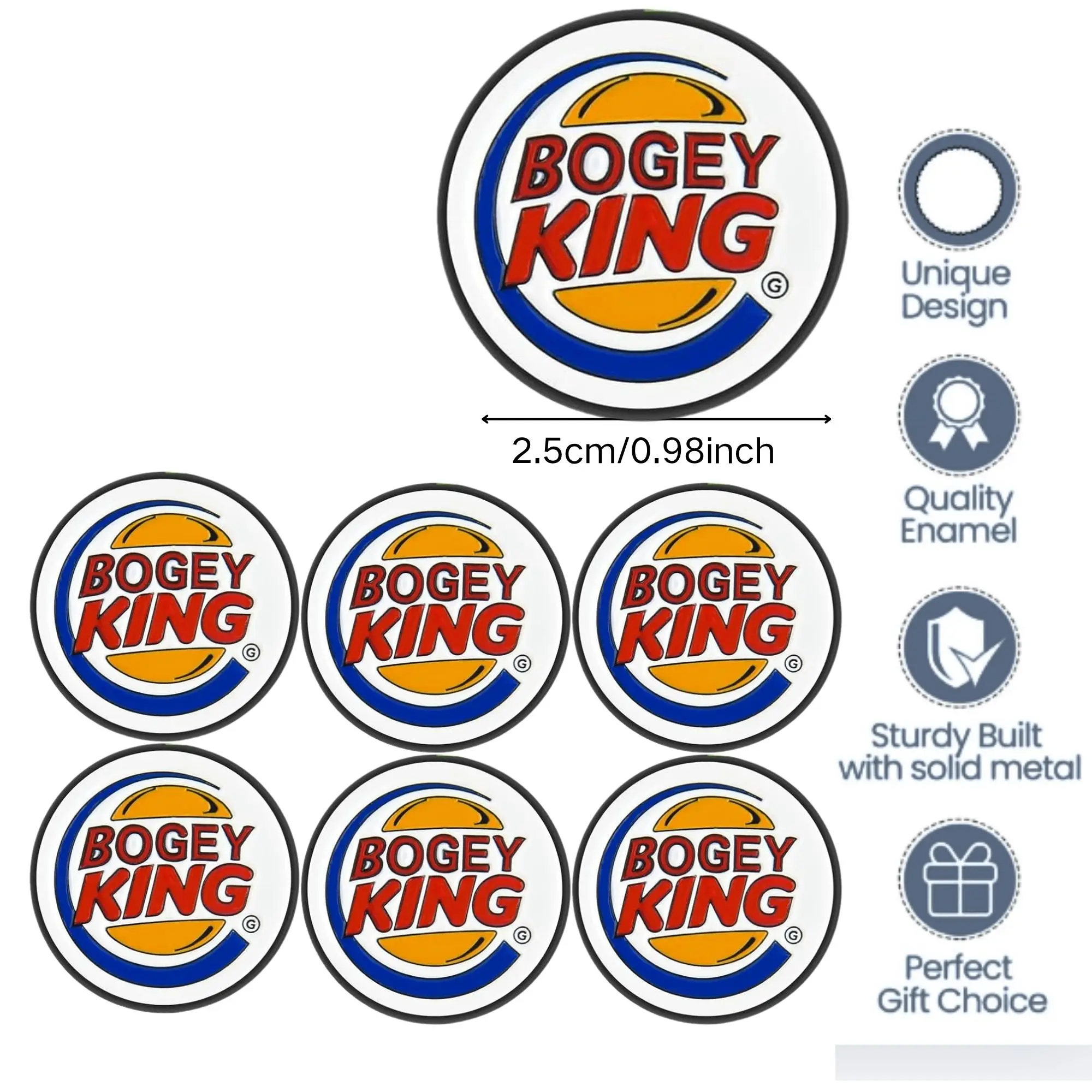 6 pcs Funny Bogey King Design Golf Ball Marker Sets, 6 Patterns Styles, Golf Accessories for Men Golfers Dad