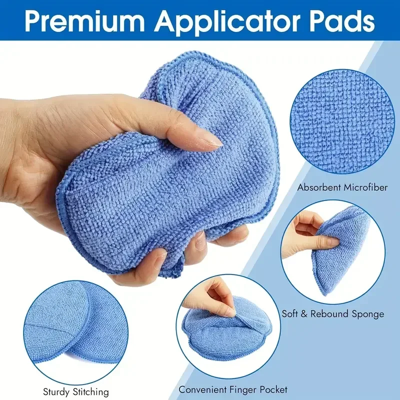 20pcs Car Detailing Applicator Pads Car Care Waxing Polish Sponges Soft Microfiber Round Pocket Foam Sponges Car Care