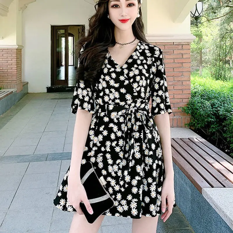 2024 Spring/Summer Korean Fashion Women\'s Skirt Large Chiffon Dress Slimming Top Shorts Two Piece Set