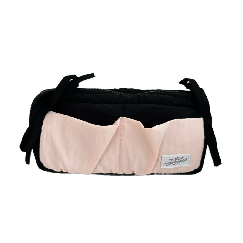 1 Piece Cute Korean Fashion Bow Pencil Case Soft Fabric Casual Large Capacity Stationery Case Portable School Pen Bag Student image 5