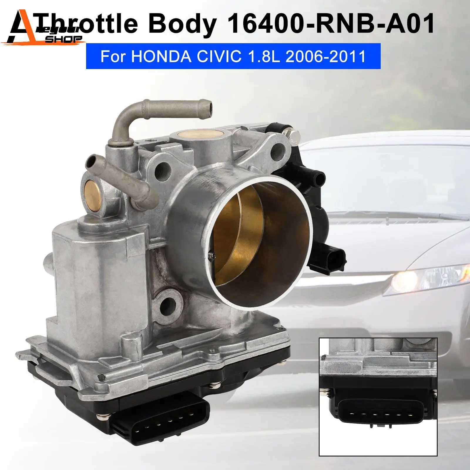 Areyourshop Throttle Body With Sensor 16400-RNB-A01 For Honda Civic 1.8L 2006 2007 2008 2009 2010 2011